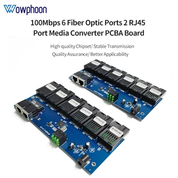 10/100M Single Mode Fiber Prepínač Optické Médiá Konvertor PCBA 6*155M Vlákniny Port 2 Port RJ45 20 KM SC Fast Ethernet Jednostranne/obojstranne