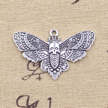 10pcs Charms Kostra Motýľ S Lebka Hlavy 27x42mm Antique Silver Farba Prívesky DIY Plavidlá Robiť Ručne vyrábané Šperky Tibetskej
