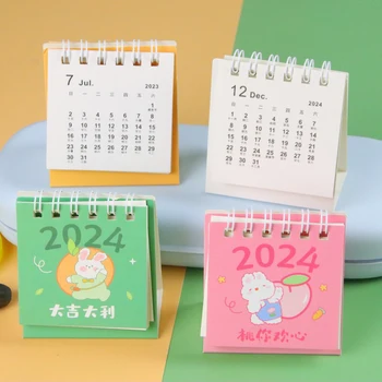 2024 Kalendár Jemné Karikatúra Roztomilý Stôl Osviežujúci Mini Desktop Poznámka Cievka Kalendár Kancelársky Stôl Dekorácie Školské Potreby