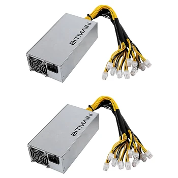 2X APW7 1800W Napájanie Ťažba PSU Pre Bitmain Antminer S9/L3+/A6/A7/R4/S7/E9 S 10X PCI-E 6Pin Konektory