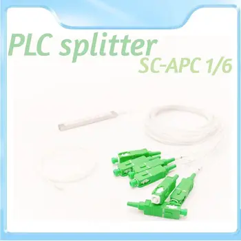 5-10pcs/veľa 1x6 SC APC PLC splitter 0,9 mm Oceľová Trubka 1 m FTTH 1/6 SC APC Konektor Optického vlákna splitter