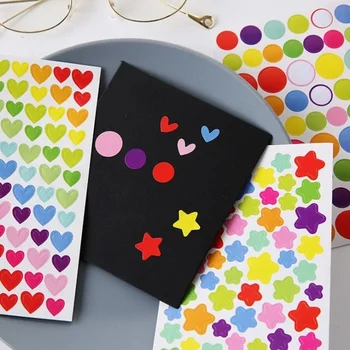 6 Listov Mini Rainbow Srdce Kolo Dot Star Nálepky Deti Zápisník Papiernictvo Dekor Nálepky Estetické Zdôrazňujú Zapečatenie Nálepky
