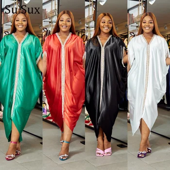 Afrika Oblečenie Plus Veľkosť Bat Rukáv Nepravidelný Maxi Šaty Dashiki Afriky Šaty Pre Ženy Dubaj Abayas Turecko Vestidos Strany