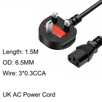 Angitu UK Napájací Kábel Adaptéra Notebook Power Anglicko Predlžovací Kábel Viesť 3Pin pre Prenosné Nabíjačky-1,5 m