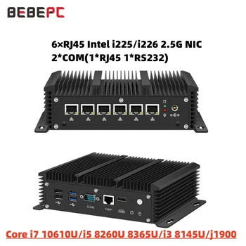 BEBEPC router bez ventilátora Intel i7 10610U i5 8365U 8260U J1900 6LAN Gigabit Ethernet Bránou 4G LTE, Firewall, VPN Mini PC Desktopy