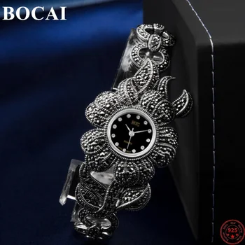 BOCAI S925 Mincový Striebro Náramok pre Ženy 2023 Novej dámskej Módy Kvety Čisto Argentum Hodinky-remienok Náramok Náramkové hodinky