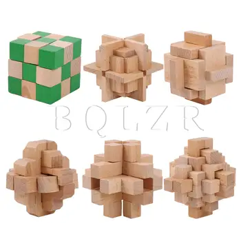 BQLZR 6-v-1 Lu Zákaz Zámok Drevené Puzzle sada pre DIY Dekorácie Náročnosť 4