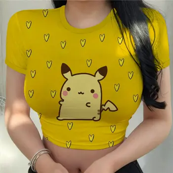 Dámske tričká, Letné 2023 Anime Plodín Top Pokemon Harajuku Oblečenie, Topy Kawaii Oblečenie Y2k T-shirt Pikachu Nové Sexy Móda