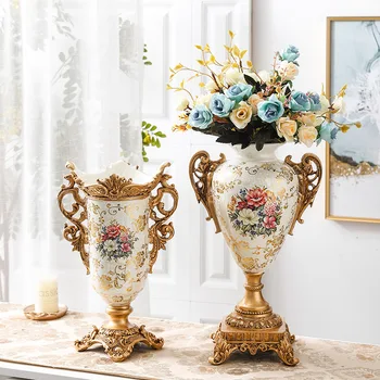 Európsky štýl víno kabinet ozdoby Vintage kvet usporiadanie živice váza reproduktory TV kabinet kreatívne domáce dekorácie zariadené, pri