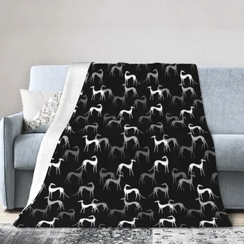 Flanelové Hodiť Deka Sighthounds V Čiernej Prikrývky Mäkké prehoz cez posteľ Teplé Plyšové Deka na Posteľ Obývacia izba Cestovať Domov Gauči