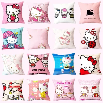 Hello Kitty Vankúš Kawaii Bielizeň Textílie Gauč Dekorácie 45 cm Anime Sanrioed Krásne Kreslené obliečka na Vankúš Dievčatá Darčeky Kreslených