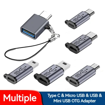 Hliníková Mini USB Typu C Adaptér Micro USB-C OTG Prenos Dát Nabíjací Konvertor pre Fotoaparát Telefónu, Tabletu, Notebooku U Diskov