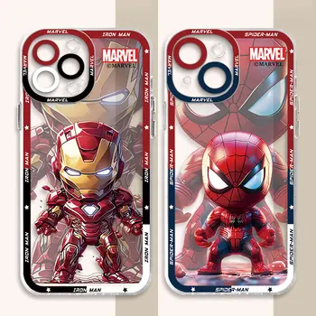 Jasné, Silikónové puzdro pre Samsung Galaxy S23 Ultra Poznámka: 20 10 Plus Ultra S20FE S10 S21 S22 Plus Marvel Iron Man Spiderman Kryt
