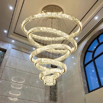Kolo Luxusné Krištáľové Lustre Svetlá LED Moderný Prívesok Lampy 40 60 80 100 CM Hotel Hala Obývacia Izba Visí Prívesok Osvetlenie