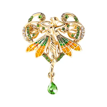 Kreatívne Lady Vintage Barokový Láska Srdce Elf Prívesok Anjel Brošňa Pre Ženy Drahokamu Crystal Brošňa Kolíky Luxusné Šperky Darček