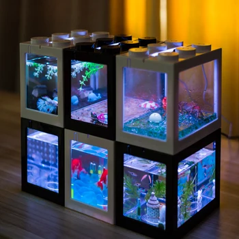 Kreatívne Multicolor Stohovateľné Stavebné Bloky Ekologické Mini Akvárium Akvárium Malé Plaz Hmyzu Pet Box Krajiny Z Morských Rias