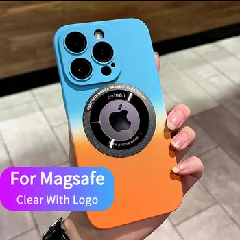 Luxusný Pevný Matný Pre Magsafe Magnetické Telefón puzdro Pre IPhone 14 13 12 11 Pro Max Farebný blok Modré Šošovky Chránič Film Kryt Mužov