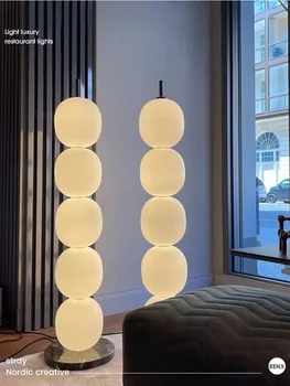Mainkai poschodí lampa Nordic Tekvica String skla žiarovky Spálňa Biele Tienidlo Dizajnér Interiéru obývacej izby, sedacie súpravy svetla