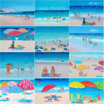 Maľovanie Podľa Čísel Mora Letné Beach Olejomaľba Na Plátne Kreslenie Obrázka Podľa Čísla Moderné Nástenné Dekor Domáce Dekorácie
