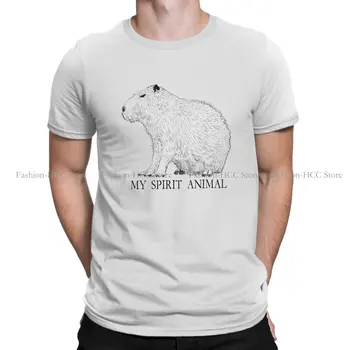 Môj Duch Zvierat Základné Lumbálna Polyester TShirts Capybara Capybaras Mužov Grafické Streetwear Tričko Okolo Krku