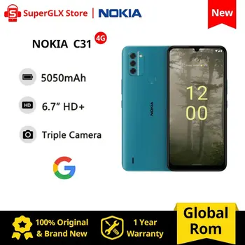 Na Sklade Nokia C31 4G 6.74 Palcový HD+ Displej 4GB RAM 64/128 GB ROM 13MP Triple Fotoaparát, Dual SIM 5050mAh Batérie Android 12