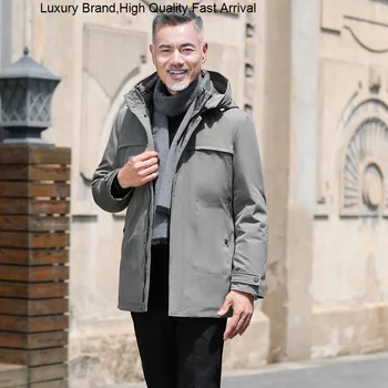 Nové 2023 zimné parkas hrubý kabát Odnímateľná podšívka Muž bundy Business Bežné Teplé Outwear 4XL