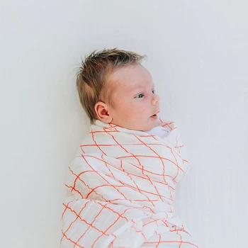 NOVÉ Novorodenca Deka Orange Windowpane Mušelínu Swaddle Bavlna Baby Deky Nové Narodený Položka posteľná bielizeň Matka Dieťa Hodiť Deka