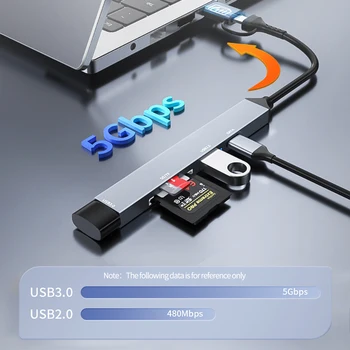 Nový USB/TYP-C All-in-One Vysokej Rýchlosti 3.0 HUB TF/SD Karty HUB Rozbočovač PD Prenos Dát Rozbočovač pre PC Accessorie