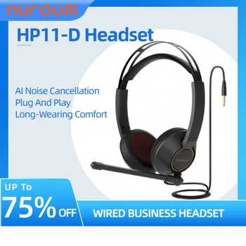 NUROUM HP11-D Káblové Usb Call Centrum Headset Business Slúchadlá do uší Potlačením Hluku Slúchadlá S Mikrofónom Pre Office Telefón/pc