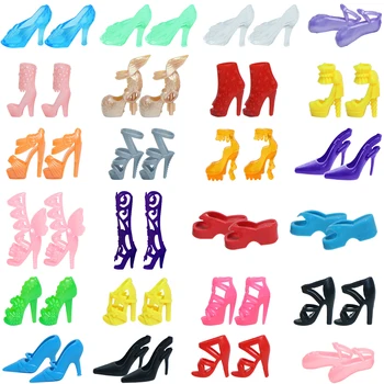 Náhodné 10 Párov Bábika Topánky, Vysoké Podpätky, Topánky, Sandále, Papuče Najrôznejších Bábika Topánky pre Bábiku Barbie Príslušenstvo Baby Girl Dom Hračky