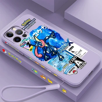 Pokemon Greninja Jigglypuff Kvapaliny Vľavo Lano Pre Apple iPhone 15 14 13 12 11 XS XR X 8 7 SE Pro Max Plus Mini Späť Telefón Prípade