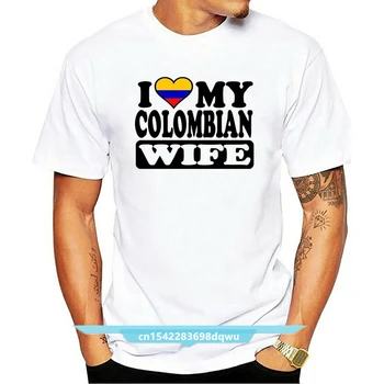 Poraziť Tees Oblečenie Pánske Zábavné Novinka Kolumbijskej Manželka Vtip Kolumbia Vlajkou v Pohode Svadobné Slogan Darčeky T-shirts Čierne Štýl