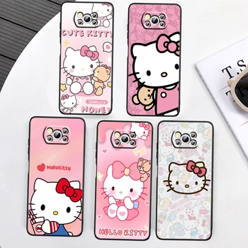 Sanrio Hello Kitty Roztomilý Umenie Pre Xiao Mi Poco X5 X4 X3 M5 M5S M4 M3 F5 F4 F3 F2 C40 Pro GT NFC 5G Čierny Kryt Telefónu Prípade