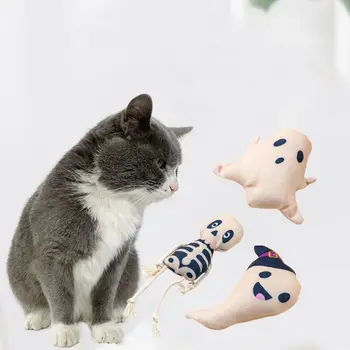 Skus Odolný Mačka Žuvacie Zábavu Bábika Plyšový Ghost/Duch/Tekvica Mačka Halloween Plyšové Mäkké Bábiky s Catnip