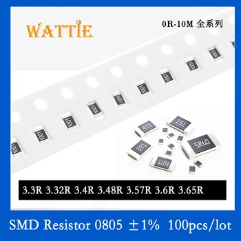 SMD Rezistora 0805 1% 3.3 R 3.32 R 3.4 R 3.48 R, základné vzdelanie 3,57 R 3.6 R 3.65 R 100KS/veľa čip odpory 1/8W 2.0 mm*1,2 mm