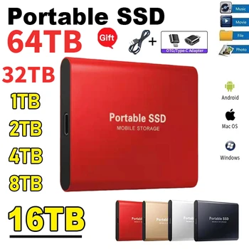 SSD disku 1 tb USB3.1 vysokorýchlostné Externý Pevný Disk 64TB ssd (Solid State Drive 8TB Portable Typ-C Pero Disk 2TB Pevný Disk Pre Prenosné PC
