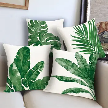 Tropická Zelená Rastlina Palmového Lístia Banán Leaf Obliečky Na Vankúš 60*60 Gauč Vankúš 40*40 Prispôsobiteľné Domáce Dekorácie