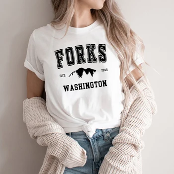Twilight Unisex Tričko Forks vo Washingtone T-shirt Team Edward Košele Ženy Muži Krátky Rukáv Grafické Tees Letné Košele pre Ženy