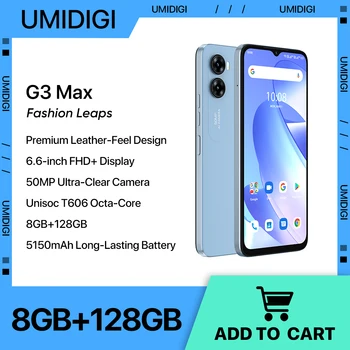 UMIDIGI G3 MAX Smartphone, Android 13 ,Unisoc T606, 8GB+128GB, 50MP Fotoaparát, 5150mAh Batérie, 4G Dual SIM Telefón
