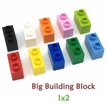 Veľké Častice stavebným 100/50/25pcs Komponenty s Veľkým 1x2 DIY Vzdelávacie Puzzle Budovy Montáž Stene Bloku Scény