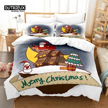 Vianočné posteľná bielizeň Set 3ks Perinu Nastaviť Mäkké Pohodlné, Priedušné Perinu Pre Spálňa, Hosťovská Izba Dekor