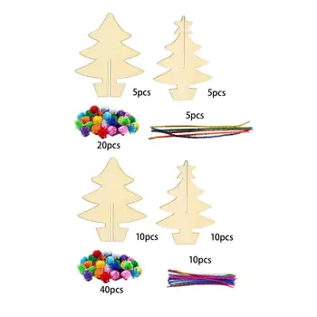 Vianočný Stromček Dreva Plátky Maľovanie Stanovené Vzdelávacie Vianočný Strom DIY Remesiel pre Rodinné Aktivity Dovolenku Dekorácie Deti Deti