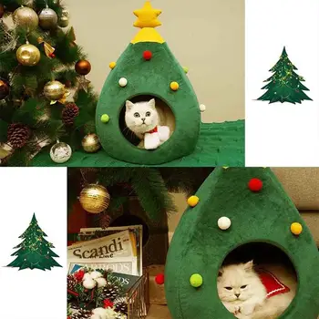 Vianočný Stromček Mačku Domu Pet Mačku Domu Vianočný Strom Tvar Posteľ Psa Hniezdo Šteňa Jaskyňa Dom Prenosné Pet Malá Mačka, Pes Krytý Posteľ
