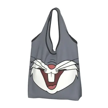 Vlastné Cartoon Bunny Nákupné Tašky Ženy Prenosné Veľkú Kapacitu, Obchod S Potravinami Králik Shopper Tote Tašky