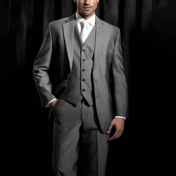 Vysoká Kvalita Muži Obleky Prom Formálne Svadby Smoking 3 Ks Módne Zárez Klope Singel svojim Bežné Plný pánske Oblek Slim Fit