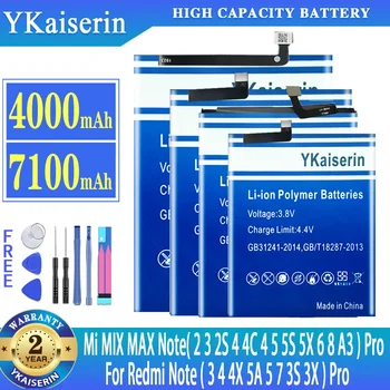 YKaiserin Batérie Pre Xiao Mi MIX MAX Poznámka 2 2S 4C 5 5S 5X 6 8 A3 Pro Pre Redmi Poznámka 4X 5 7 3S 3X Pro Poznámka 3) Poznámka 4 Bateria