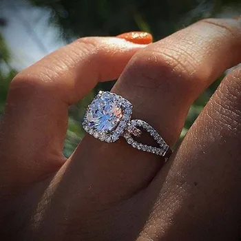 Ženy Krúžky 2023 Nové Luxusné Strieborné Farba Veľké Snubné Prstene pre Svadobné Ženy Zapojenie Prst Strany Darček Šperky Designer